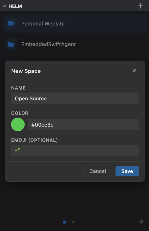 Helm spaces